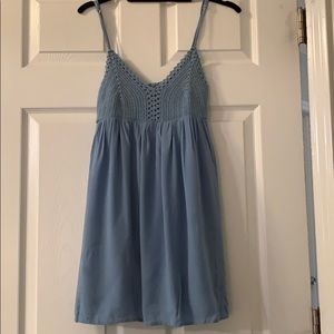 LULUs blue embroidered dress